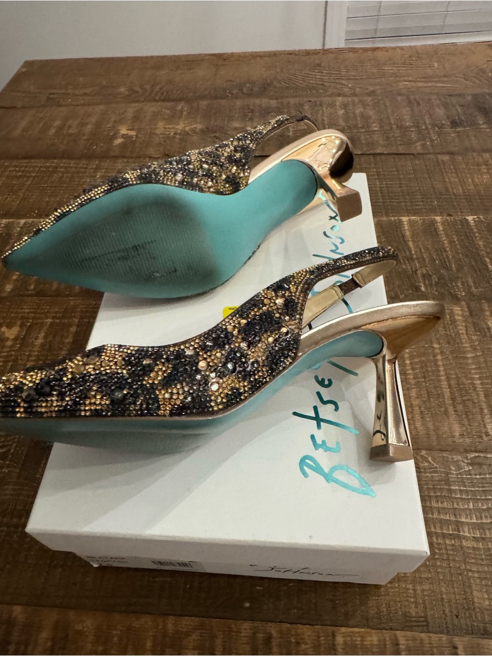 Brown Beaded Leopard-Print Slingback Heels Size 7.5 EUC - Picture 2 of 5